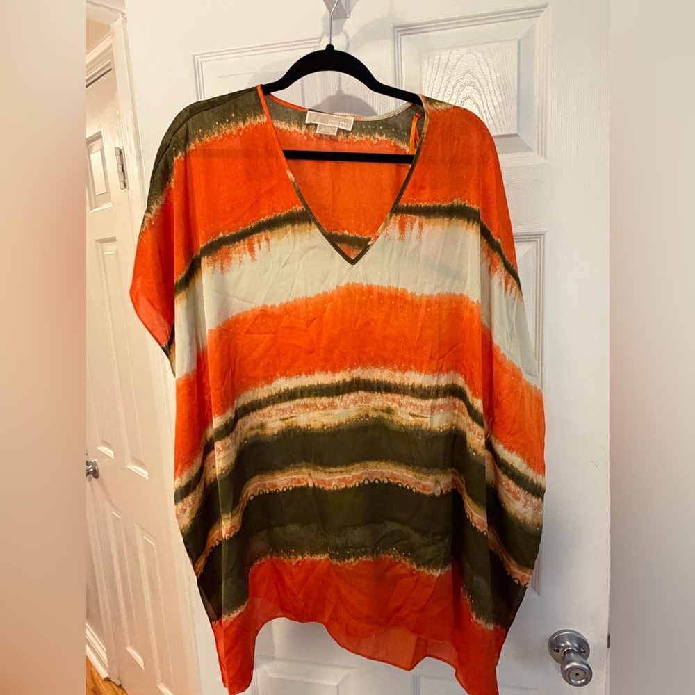 Michael Kors Orange, Tan, and Green Kaftan